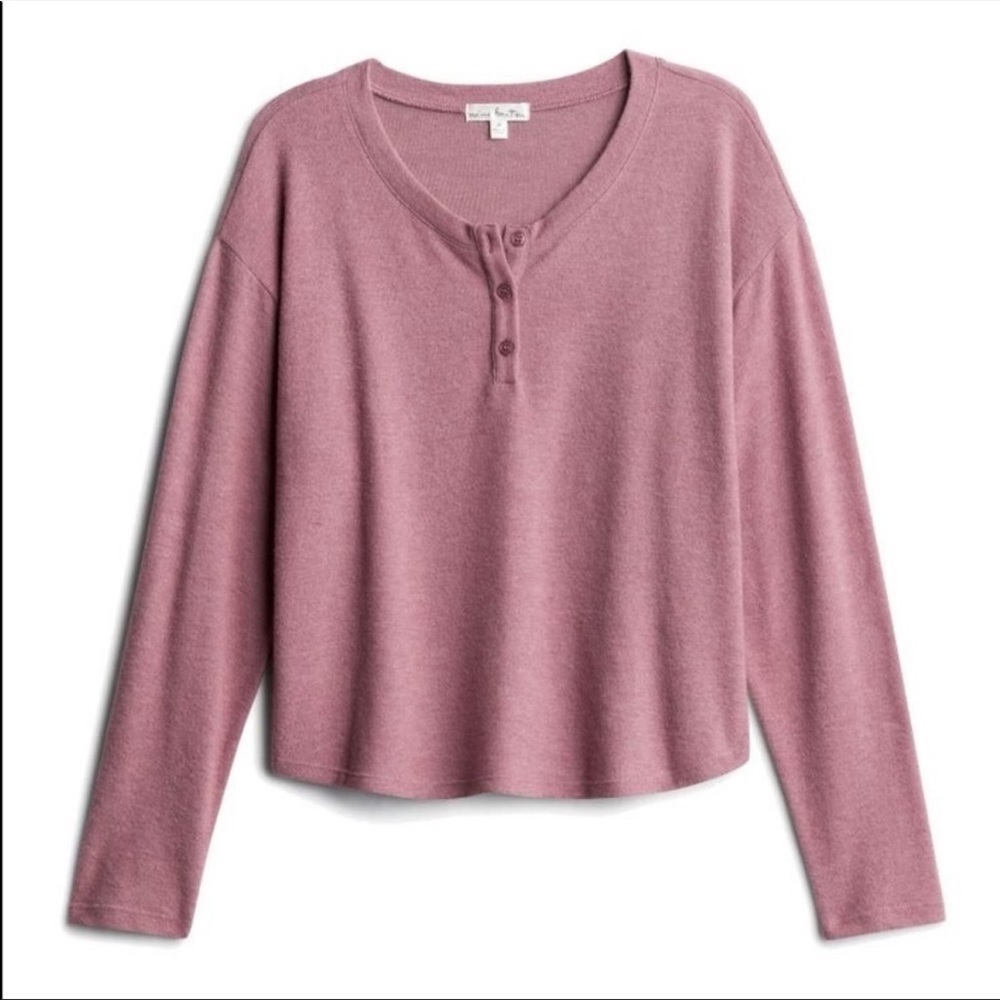 Stitch Fix l Nine Britton Abigail Brushed Henley Knit Top,  XS